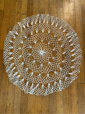 Handcrafted White Crocheted Doily Table Accent - 27 inch